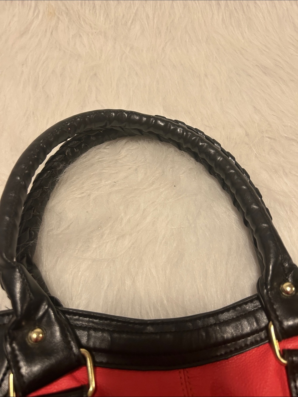 Steve Madden Red and Black Shoulder Satchel with Removable Strap - Picture 6 of 14
